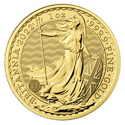 A picture of a 1 oz Gold Britannia Coin (2022)